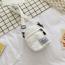 Fashion Women Canvas Patchwork Crossbody Bag Casual Mini Handbags (White)