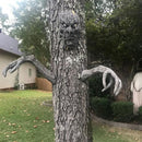 Decoration Ghost Face Sculpture Garden Statue Bark Ghost Face Tree Bark Face