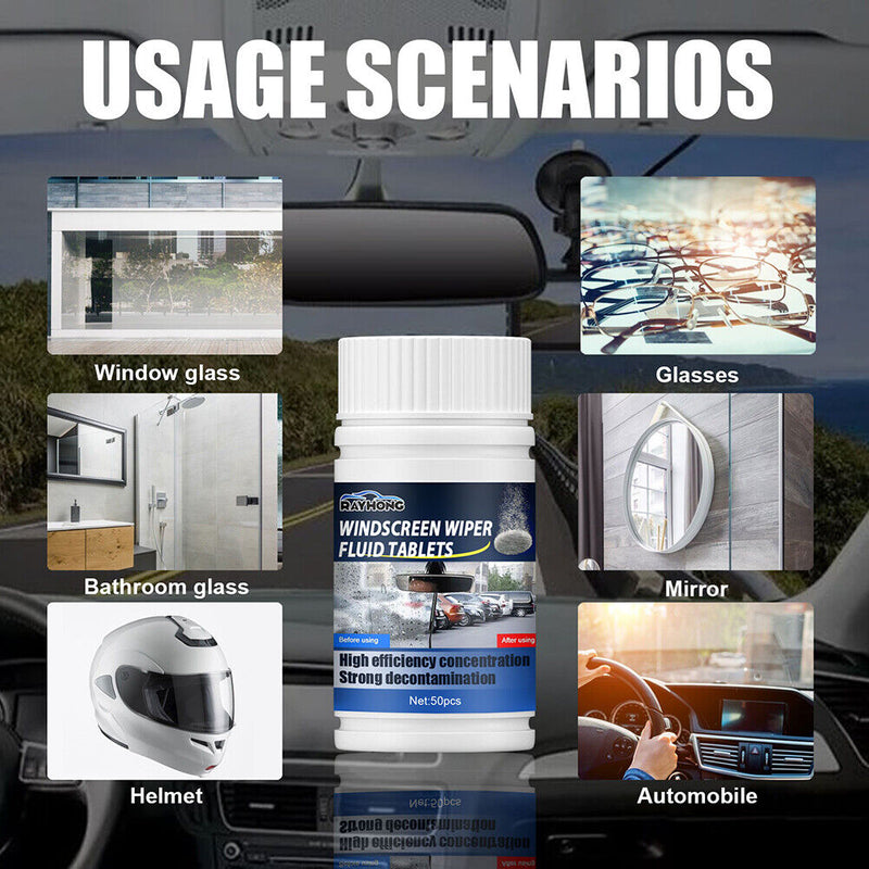 50pcs Windshield Washer Fluid Tablets Car Automobile Wiper Cleaner Efferves