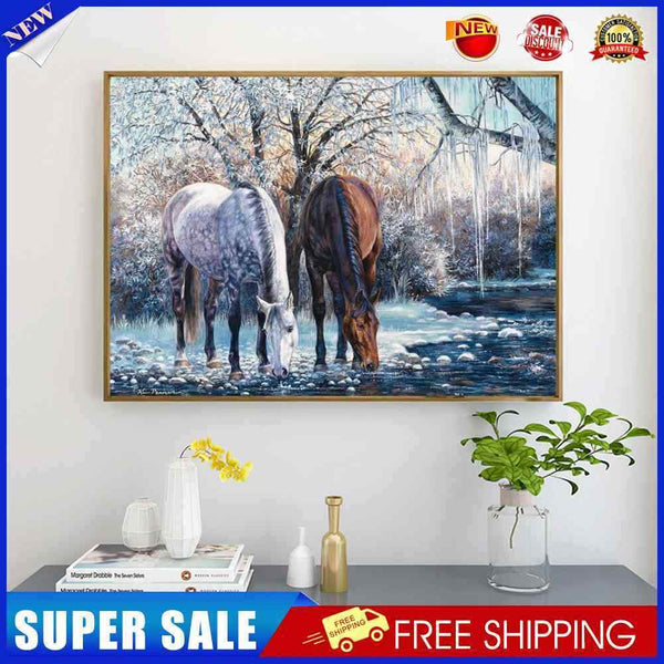 #A 5D DIY Diamond Painting Glacier Horse Kits Full Round Drill Wall Decor Crafts