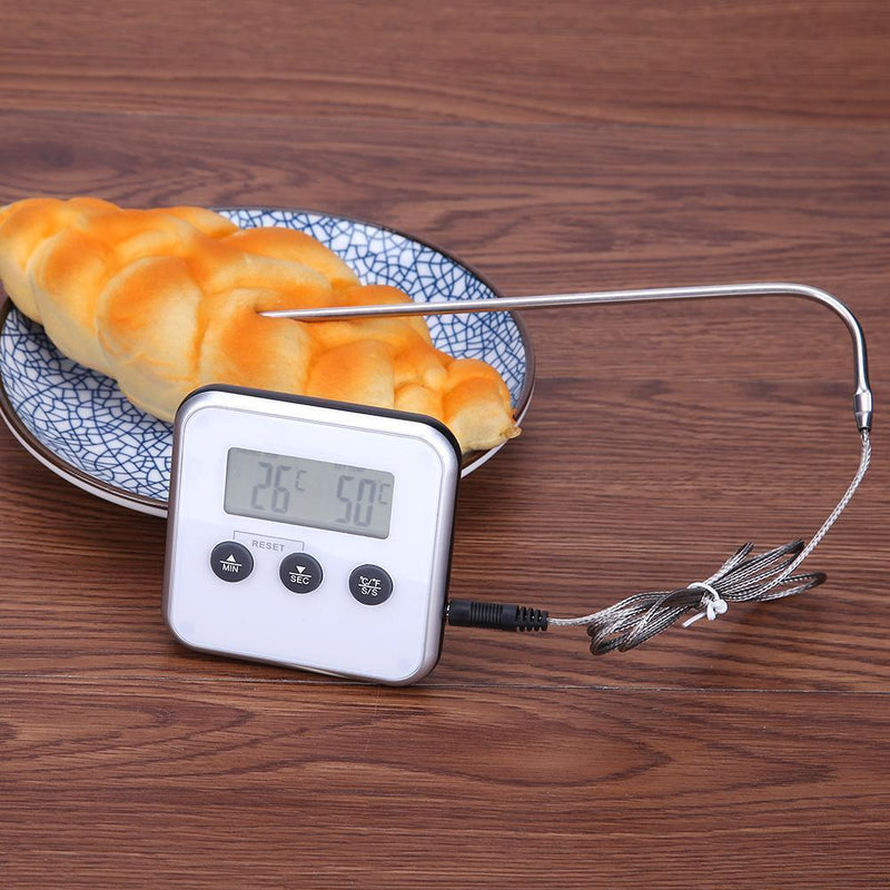 Electronic Thermometer Timer Food Meat Temperature Meter Gauge with Probe