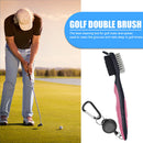 Retractable Golf Club Brush Groove Cleaner w/ Clip for Irons Woods (Pink) Newly