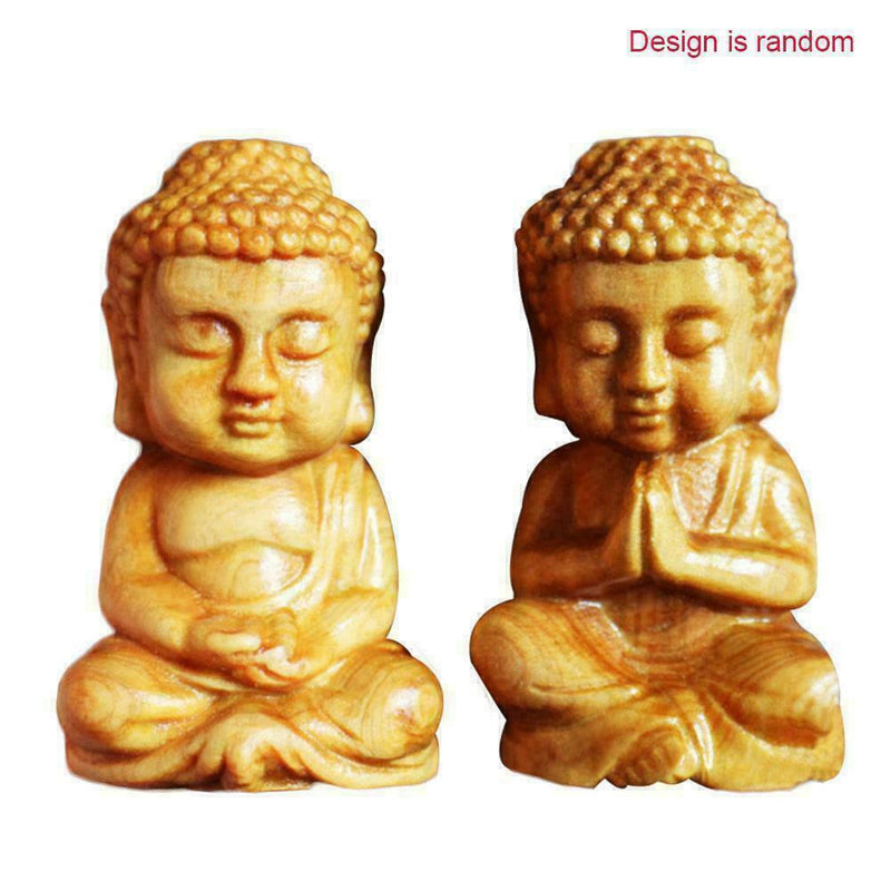 Mini Wooden Buddha Statue Statuette Handicrafts Ornaments Gift Craft Decor O0T4
