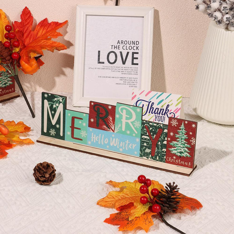 Decoration Double-sided Festive Wooden Sign Christmas Theme Home Decor