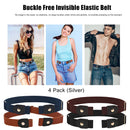Invisible Belts - 4pcs No Buckle Stretch Belts for Jeans Pants Skirts Shorts