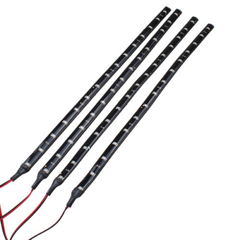 Blue 4pcs 30CM/15 LED Car Motors Truck Flexible Strip Light Waterproof 12V Newly