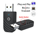 3"" 1 Bluetooth 5.0 Audio Transmitter Receiver AUX USB Wireless Music Adapter