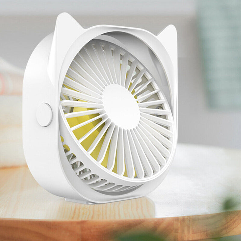 Portable USB Table Fan 360 Rotation Mini Desk Summer Cooling Fan (White)