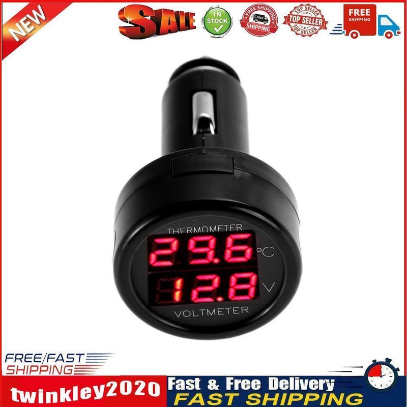 Digital Voltmeter Thermometer Monitor for Car SUV RV Truck Boat (Red+Red) Newly