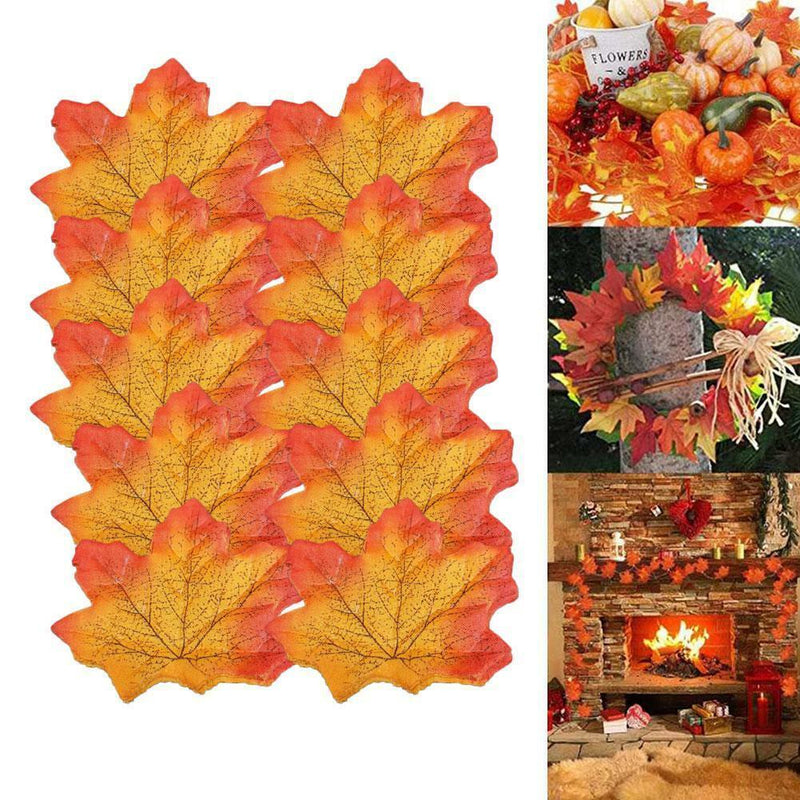 50pcs Fall Silk Leaves Wedding Party Favor Autumn Maple Leaf Decoration Sets hot