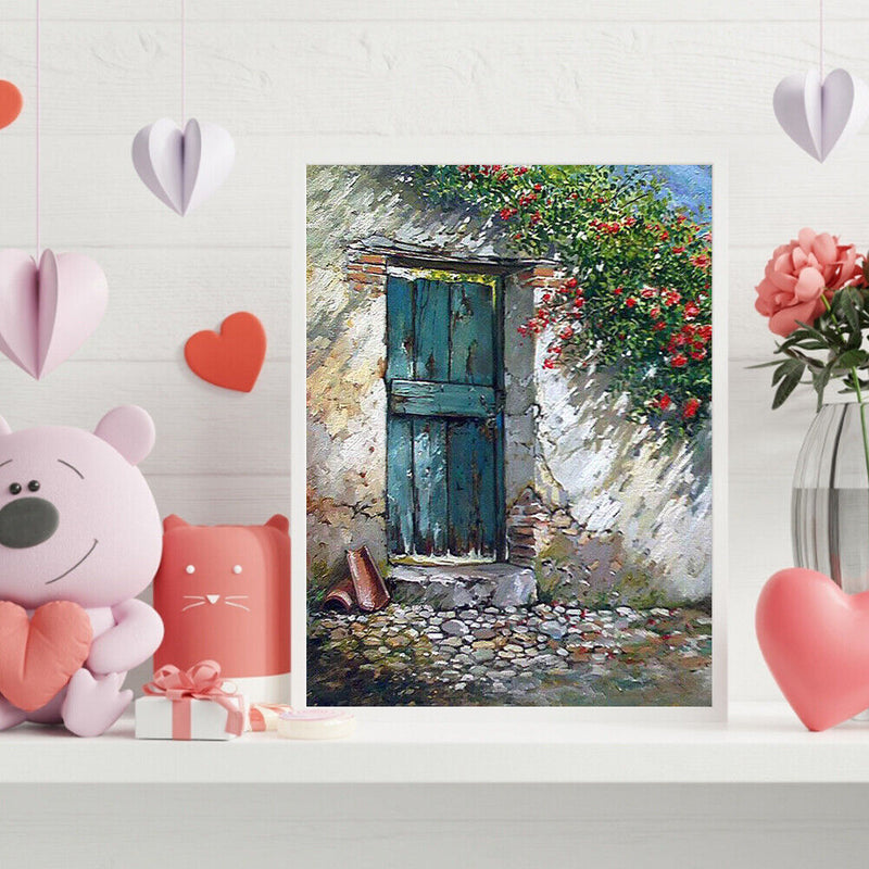 Oil Paint By Numbers Door Wall Flower Frameless Picture Craft Kit for Bedroom