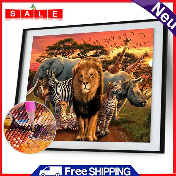 Animal Lion 5D Diamond DIY Painting Kit Home Decor Craft 40x30cm