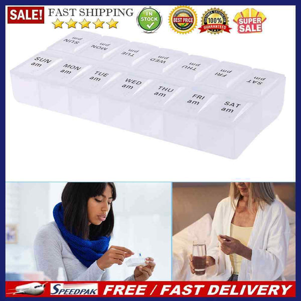 Braille Medicine Organizer Portable 14 Dividers Table Dispenser Big Compartme