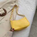 Pure Soft Leather Women Handbag Small Underarm Shoulder Totes Bag (Yellow)