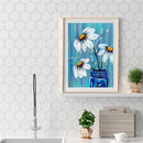 Blue Flowers Full Drill Mosaic Round Diamond Painting DIY Rhinestones Picture