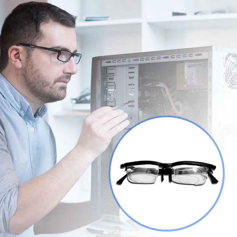 Dial Adjustable Variable Focus Glasses for Reading Distance Vision Eyeglasses