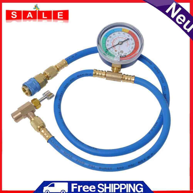 Asipropic Car AC Air Conditioning Coolant R134 A Recharge Hose w/pressure gauge