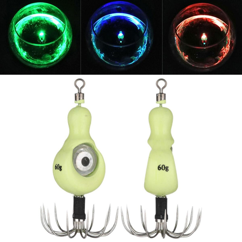 Fishing lures Light LED Deep Sea Glowing Luminous Cuttlefish Squid Jig Hook Bai.