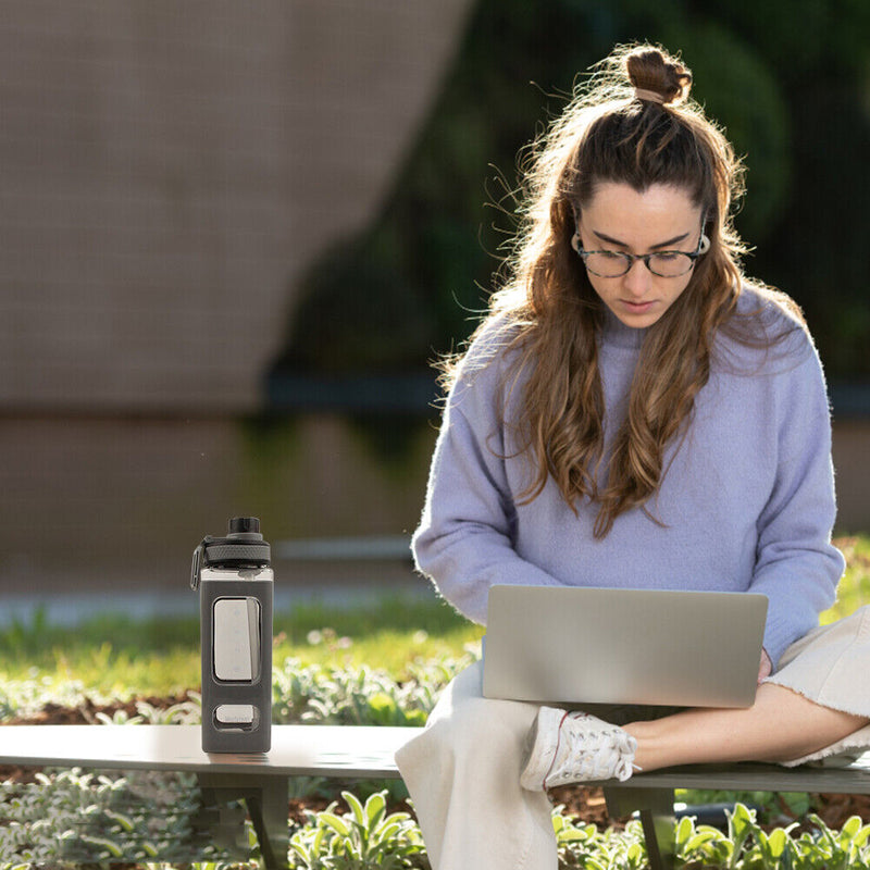 700ml Water Bottle for Sports Straw Cup Leakproof Drinking Bottles (Grey)