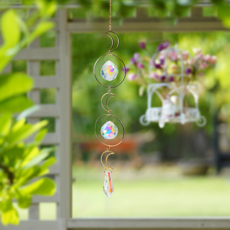 Suncatcher Crystal Moon Sun Ball Chandelier Pendant Prism Hanging Lamp Orna