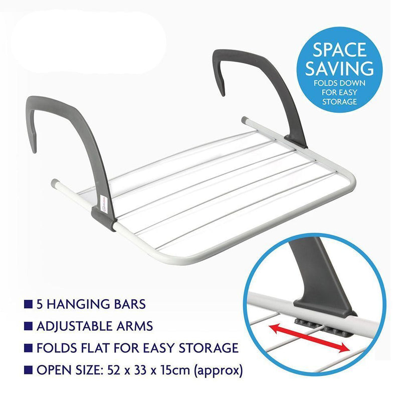 Durable Iron Storage 5 Bar Towel Holder Laundry Hanger Rail Dryer Clothes Airer