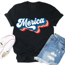 Independence Day Print Merica Letter T-Shirt (Black L)