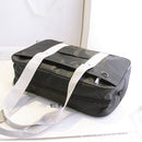 Preppy Style Women Oxford Cloth Shoulder Tote Bag Campus Contrast Color Handbags