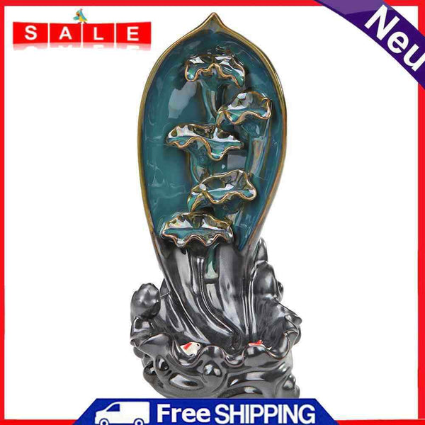 Carp Lotus Shape Ceramic Backflow Burner Incense Censer for Home Office Ornament