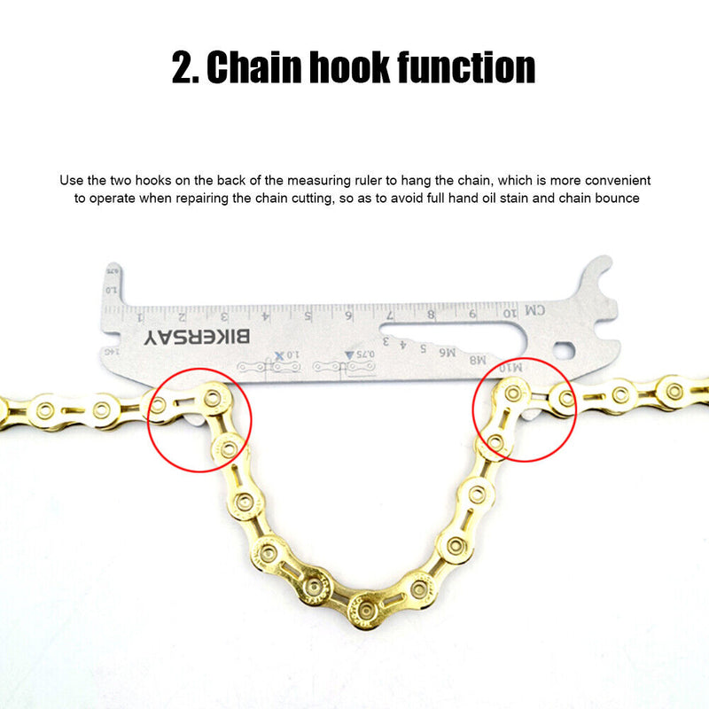 BIKERSAY 7 in 1MTB Road Bicycle Chain Wear Indicator Chain Checker Ruler Ga