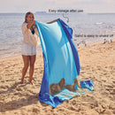 Beach Blanket Big Sand Free Mat Quick Drying Waterproof (Royal Blue&Grey) Newly