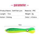5pcs Luminous Loach 7cm 2g Lures Sinking Artificial Wobbler Soft Fishing Bait