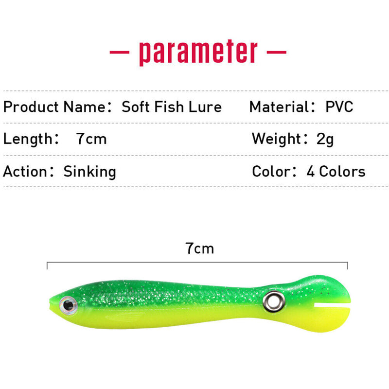 5pcs Luminous Loach 7cm 2g Lures Sinking Artificial Wobbler Soft Fishing Bait