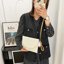 Straw Clutch Handbag Summer Beach Woven Envelope Crossbody Purse (White 1)