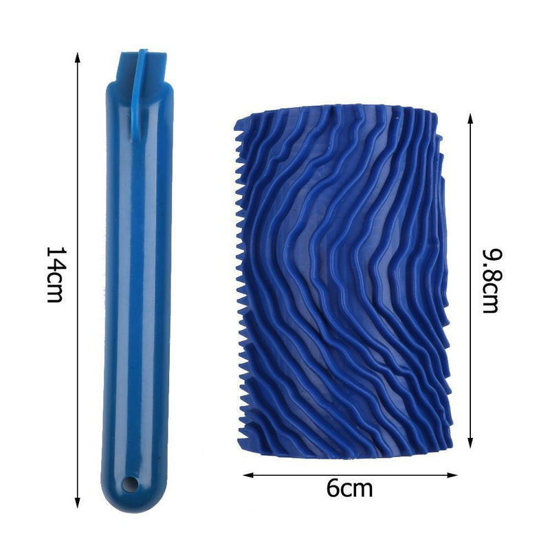 Blue Rubber Wood Grain Paint Roller DIY Graining Painting Tool with Handle