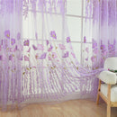 Offset Printing Sheer Curtain Yarn Tulle Window Screen Voile Panel(Purple)