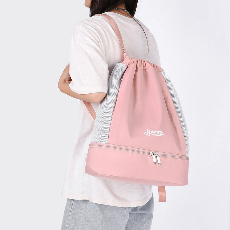 Drawstring Swimming Backpack Fitness Bag Waterproof Pool Dry Wet Bag (Pink)