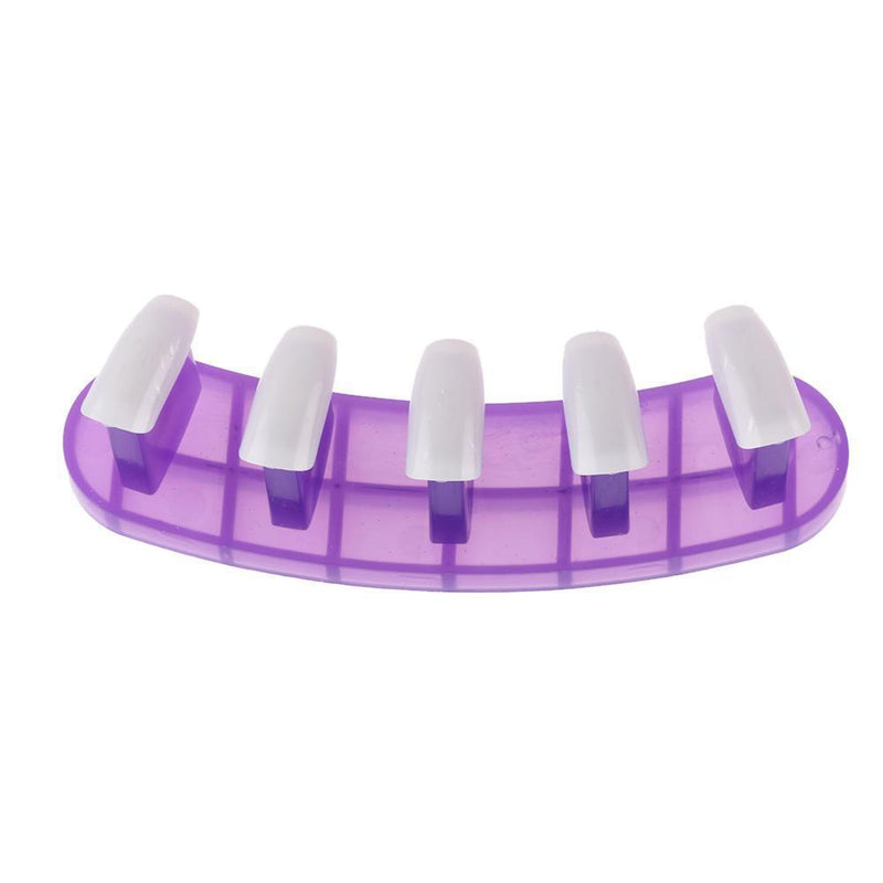 3 in 1 Nail Holder Practice Training Display Stand w/15pcs Nail Tip (Purple