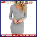 Sexy Halter Knit Dress Elegant Bodycon Casual Sweater Dress (Gray)(M)