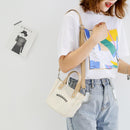 Letter Print Shoulder Satchel Handbags Canvas Women Crossbody Bags (White)