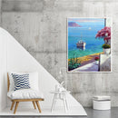 Paint By Numbers DIY Beach Boat Painted on Canvas Oil Art Craft Home Wall Decor