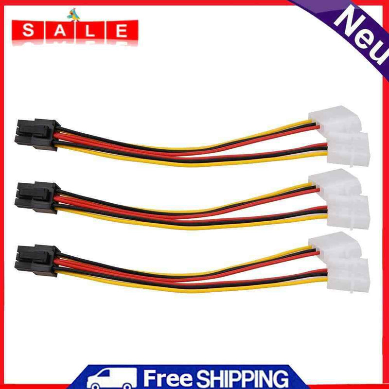 3pcs Show Card Power Line 4pin to 6pin Special Purpose Line for