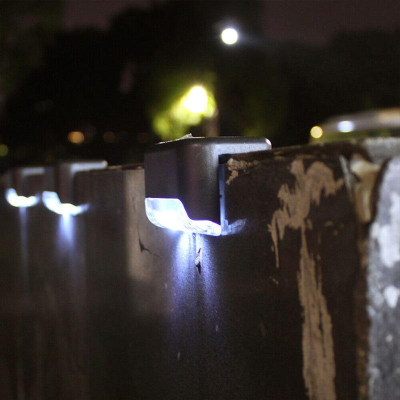 4x Solar Deck Step Wall Lights Stairs Fence Decor Lamps (Brown/White Light)