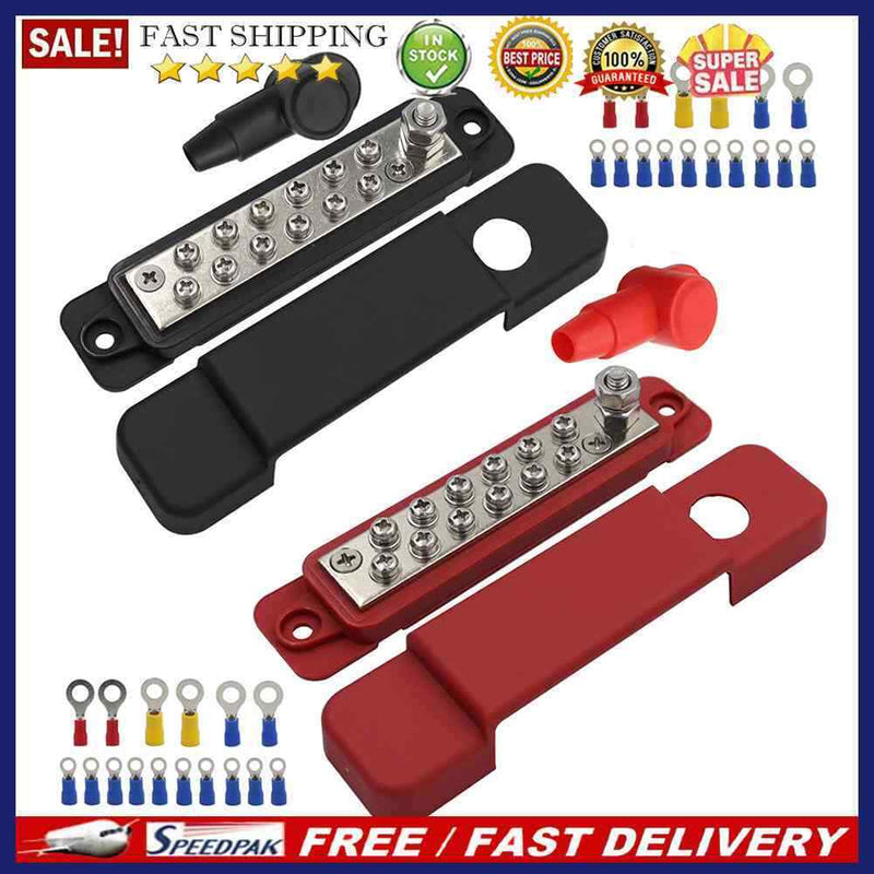 2pcs 12 Terminal Power Distribution Block Bus Bar DC 48V 12P Wiring Bars Bu