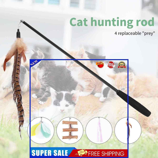 Cat Wand Toys - Durable Pole with High Strength & Toughness Ideal Toys for Pets
