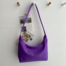 Women Solid Color Messenger Bag Lady Nylon Zipper Crossbody Bag (Purple)