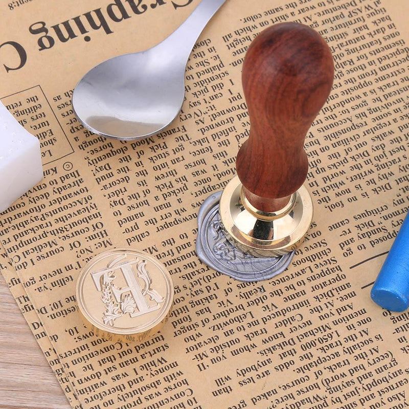 Ancient English Alphabet Letter Metal Seal Wax Stamps Sticks Candles Set (F