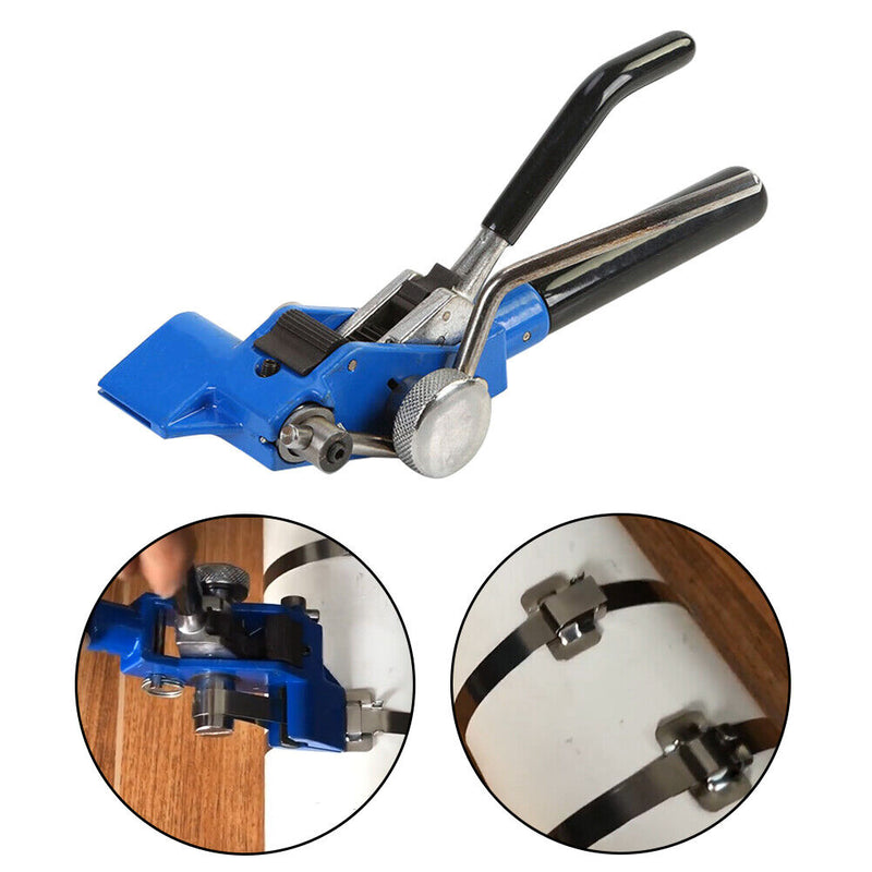 Stainless Steel Cable Tie Plier Fasten Tool w/ Adjustab Tension Tie Cutter