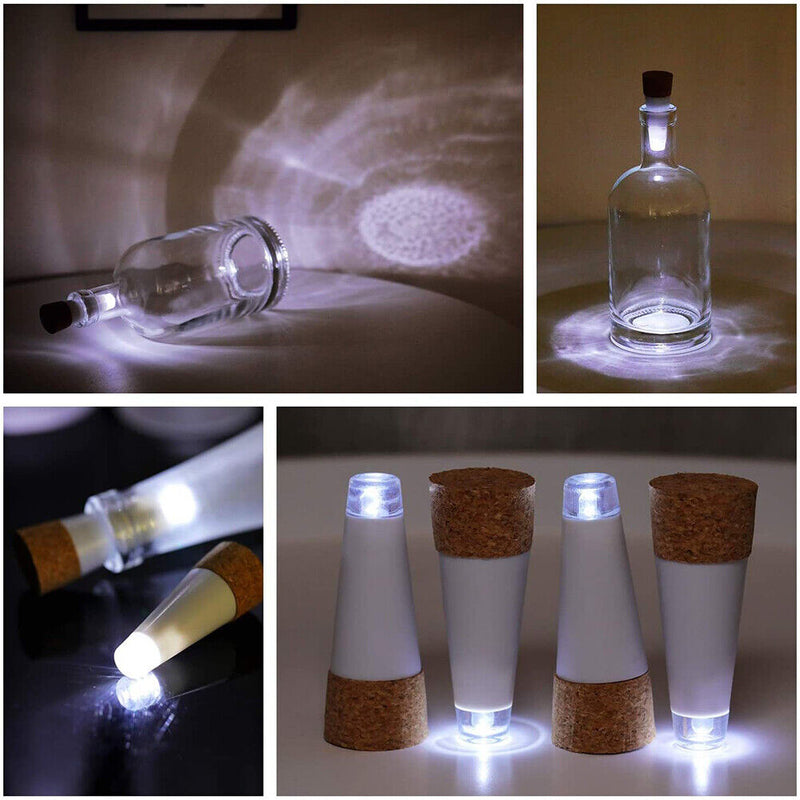 4pcs LED USB Rechargeable Shiny Bottle Cork Stopper Cap Lamp (Pure White) Newly