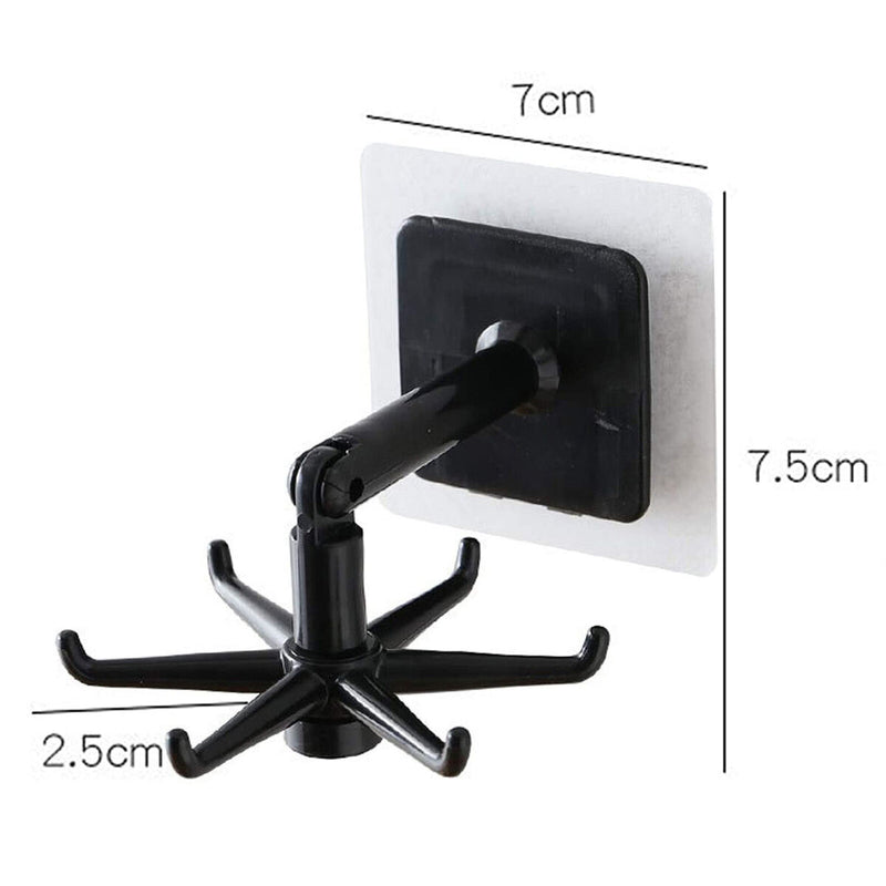 360 Degree Rotating & 180 Degree Tilt Kitchen Hook Rack 6-Claw (Black) Newly