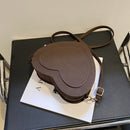 Women Retro Scrub PU Shoulder Bag Heart Shape Crossbody Bags (Dark Brown)
